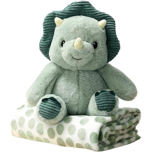 The Peanutshell Blanket Gift Set, Ace Plush Dinosaur Stuffed Animal Toy for Boys, Girls, Dino Plush, Plushies for Boys, Dinosaur Plush Toys, Blanket Perfect Baby, Toddler, Kids, Birthday, Christmas