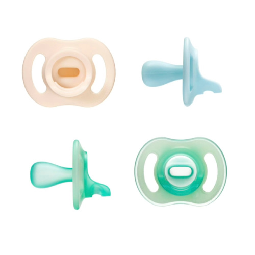 Tommee Tippee Stay Put Pacifier Set, Contains 2 Ultra-Light StayPut Glow in the Dark Pacifiers and 2 Ultra-Light StayPut Pacifiers, 0-6 Months, Colors May Vary, One-Piece Silicone Design, Pack of 4