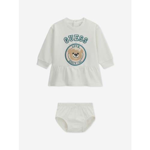 Guess Baby Girls Bear Dress with Knickers in Ivory