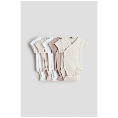 5-pack Cotton Bodysuits, 0-3M