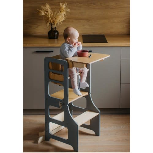 4-in-1 Transformable wooden high chair, toddler tower... $267.93