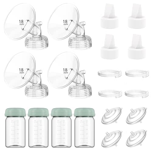 4 Full Pump Parts Kits for Spectra S1/S2/9 Plus/Synergy Gold, Replacement Kit for Spectra Pump Parts 4PC,Include 18mm Flange, Duckbill Valve, Tube, Bottle, Backflow Protector, Not Original Accessories