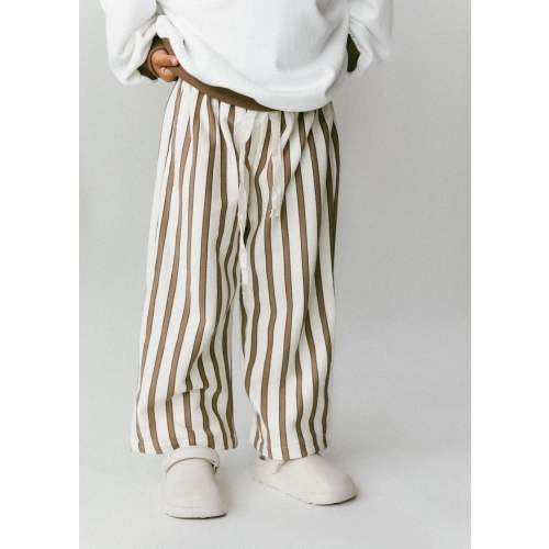 Striped Wide Leg Pant- Pearl & Brown