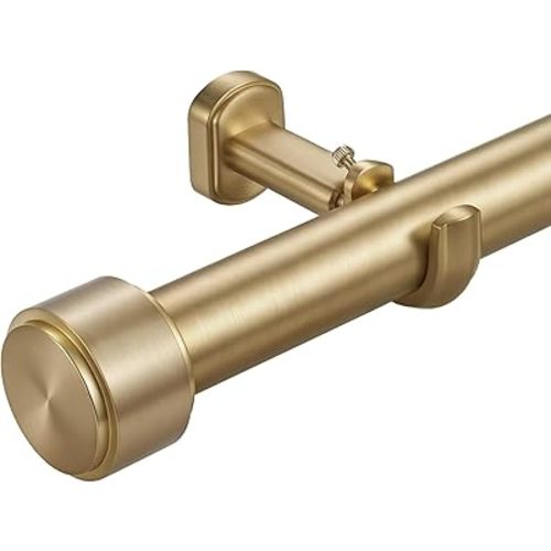 Heavy Duty Curtain Rods,1 1/4" Large Diameter Premium Nonadjustable Curtain Rod,42in/3.5ft Custom Window Treatment Rods with Durable Aluminum Brackets and End Caps,Gold Finish