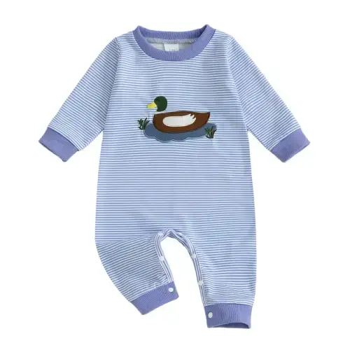 Newborn Baby Boy Mallard Duck Sweatshirt Jumpsuit Long Sleeve Striped Romper Overalls Hunting Clothes - TikTok Shop