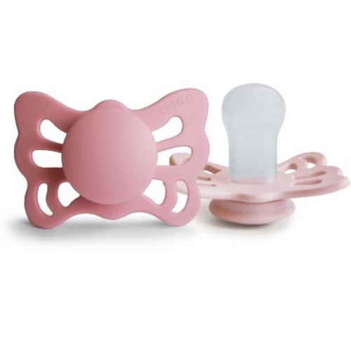 FRIGG Butterfly Anatomical Silicone Pacifier 2-Pack Cedar/Baby Pink 0-6 months