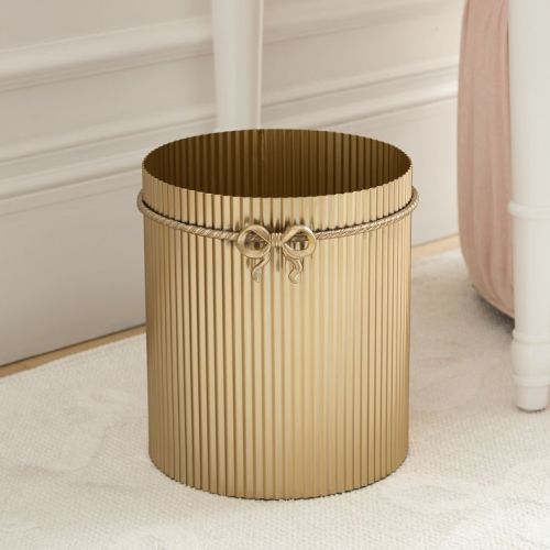 LoveShackFancy Gold Bow Trash Can