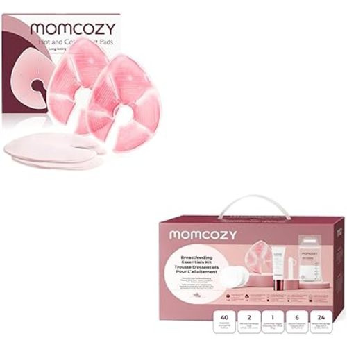 Momcozy Larger Breast Therapy Packs with 2 Soft Covers & 73-Piece Postpartum Essentials Kit for New Moms