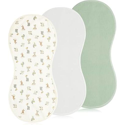 3 Pcs Changing Pad Liners Fits in Peanut Shape Changing Pad Waterproof Diaper Mats Organic Cotton Peanut Mats are Warm on a Baby's Back, Washable Reusable(Bright Style,Green)