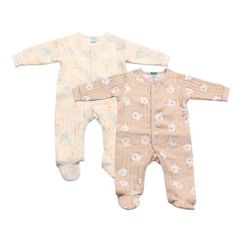 Disney Clothes Baby Boys 2-Pack Quilted Footed Coveralls - Mickey Mouse, Winnie the Pooh and Dumbo (0/3M-6/9M)