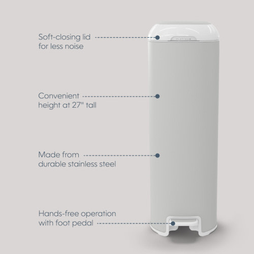Platinum Stainless Steel Diaper Pail with Easy Roll Refill Bags - Grey