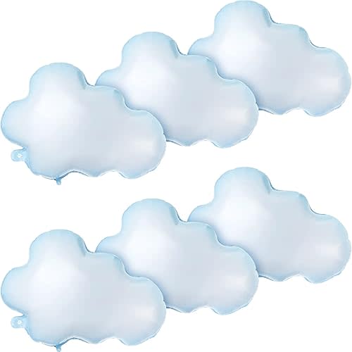 Sumind 6 Pcs 30 Inch White Cloud Foil Balloons for Birthday Baby Shower Themed Party Birthday Party Decorations Supplies (Light Blue)
