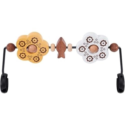 Toy Bar Compatible with Baby Bjorn Bouncer Toy Bar for Baby Bouncer, Durable Wooden Infants Bouncer Attachment, Rotatable Sensory Toys, Easy to Use Accessory (Yellow White)