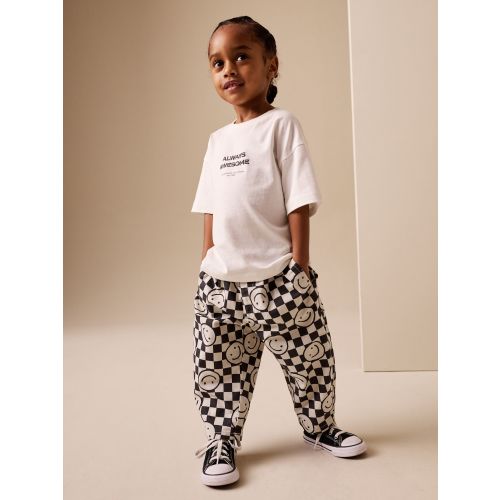 Black/Neutral Happy Face Checkerboard Barrel Pull On Trousers (3mths-7yrs) (3mths-7yrs)