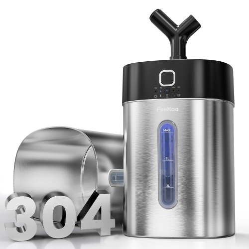 Feekaa Stainless Steel Humidifier Easy Clean, 1Gal/4L Cool Mist Humidifiers for Bedroom, Dishwasher Safe Large Room, Black