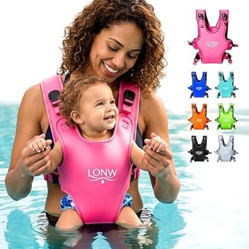 Water Baby Carrier for Newborn to Toddler 13-33 lbs 0-36 Months, Adjustable Neoprene Infant Carrier Wearing Gear for Beach Land Swimming Pool, Pink