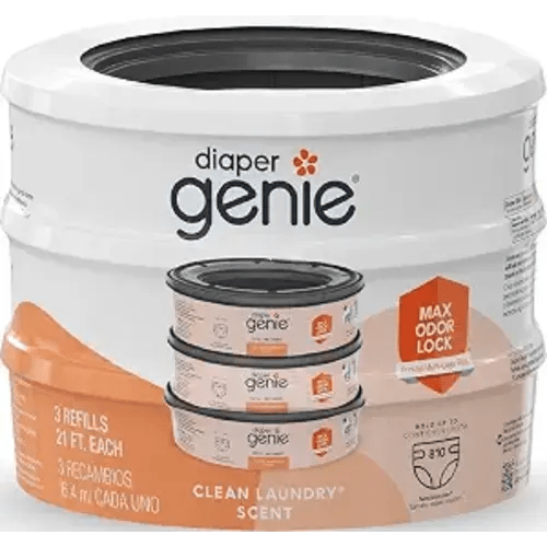 Diaper Genie Bags Refills 270 Count (Pack of 3) Clean Laundry Scent | Diaper Pail Refills with Max Odor Lock | Holds up to 810 Newborn Diapers