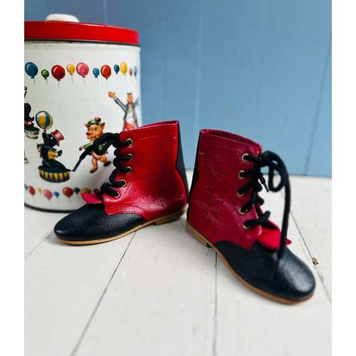 Vintage Jama Old West Boots Size 12-18 months Red and Black Western Baby Boots Lace-up Boots Vintage Infant Baby Boots