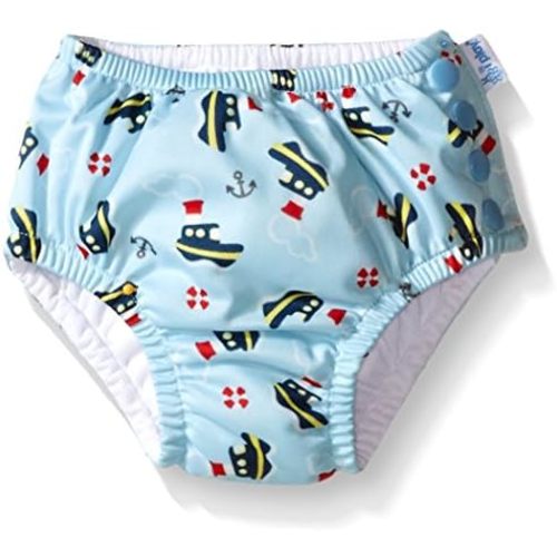 Green Sprouts Baby Snap Reusable Absorbent Swim Diaper, Light Blue Hawaiian, 24 Months