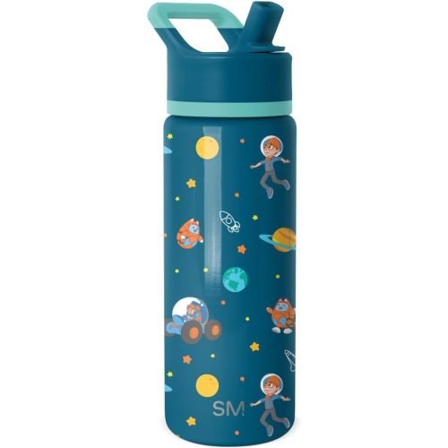 Simple Modern Kids Summit Water Bottle with Straw Lid | Blippi 18oz Stainless Steel Cup Insulated Tumbler for Boys, Girls, School | Blippi Space