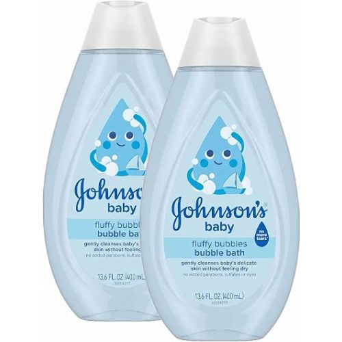 Johnson's Baby Fluffy Bubbles Bubble Bath, No More Tears, Gently Cleanses Delicate Skin Without Feeling Dry, Hypoallergenic, No Added Parabens, Sulfates & Dyes, 13.6 fl. oz (Pack of 2)