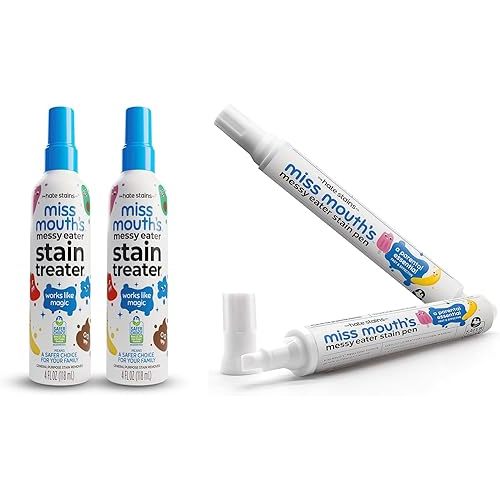 2 Pack 4oz Miss Mouth's Messy Eater Stain Treater Sprays + 2 Pack Instant Treater Pens