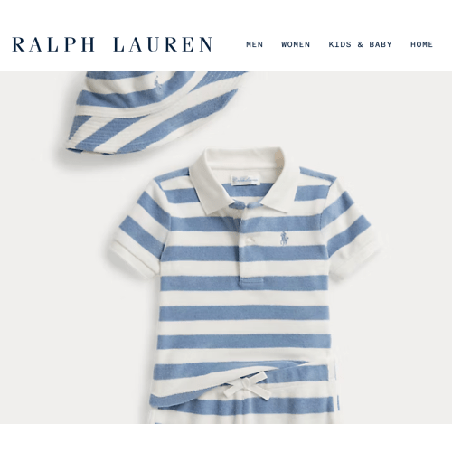Ralph Lauren Striped Terry Polo Shirt, Short & Hat