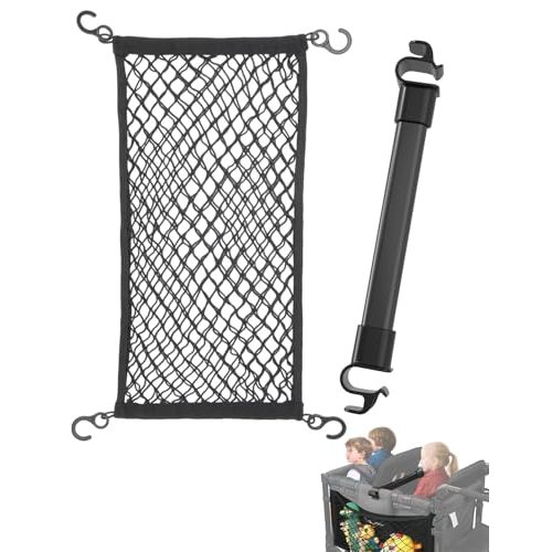 Stroller Wagon Accessories Set for WONDERFOLD W4 Wagon, 1 Pack Forward-Facing Support Bar & 1 Pack Stretchable Cargo Net, Bus-Style Seating Upgrade, Large Storage Capacity