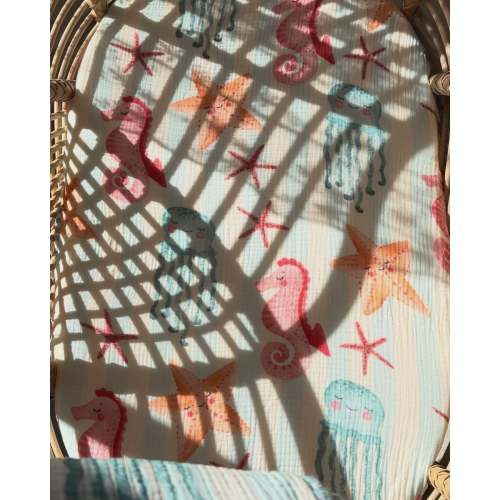 Reversible Organic Muslin Blanket - Sea Club
