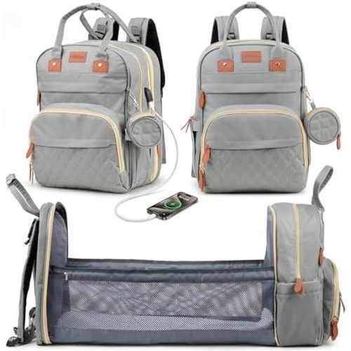 Diaper Bag Backpack with Changing Station | 600D Oxford Waterproof Baby Bag for Mom & Dad | Large Baby Diaper Bag Boy Girl | 16 Pockets, USB Charging Port, Foldable Pad