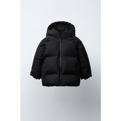WATER REPELLENT HOODIE PUFFER COAT - Black | ZARA United States