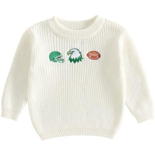 Baby Boy Football Outfit Long Sleeve Embroidered Sweater Pullover Knitwear Top Newborn Infant Boys Sweaters