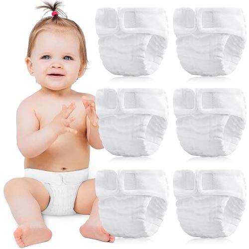6 Pack Wearable Cotton Cloth Dipper Pants Size 6-12 Mo