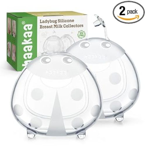 haakaa Ladybug Silicone Breast Milk Collector - Wearable Breast Shells Nursing Cups for Large Milk Supply, Reusable, Extra-Soft & Skin-Friendly (150ml, 2PCS)