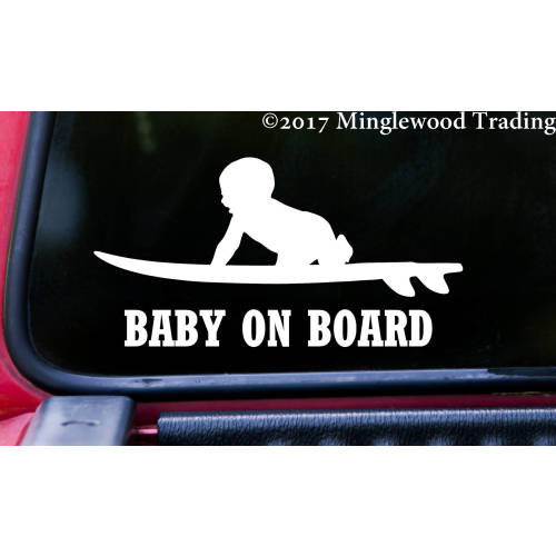 Baby On Board Surfboard | Custom Vinyl Decal Sticker | Surfing Wave Kid | 20+ Color and Size Options