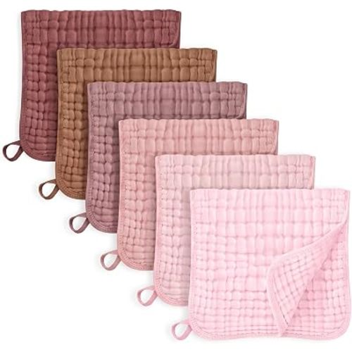 COZY CORE 6 Pack Baby Burp Cotton Cloths Newborn Essentials (Multicolor-B)