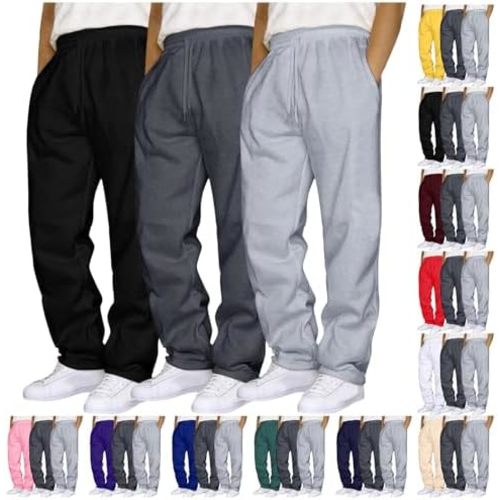 Aniywn Mens 3 Pack Sweatpants Baggy Running Sports Pants Loose Casual Trousers Elastic Waist Drawstring Jogger Sweatpants
