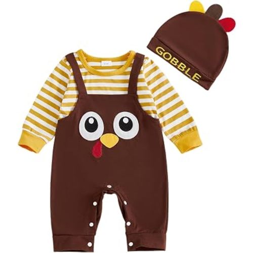 2Pcs Neutral Outfits Newborn Baby Boy Girl Pumpkin Romper Jumpsuit My 1st Halloween Clothes with Hat