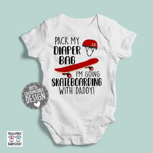 Skateboard Baby Bodysuit | Skateboarding with Daddy Gift