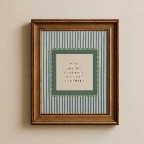 You Are My Sunshine Nursery Wall Art, Neutral Striped Boys Room Decor Print, Cottagecore Kids Room Decor, Digital Download