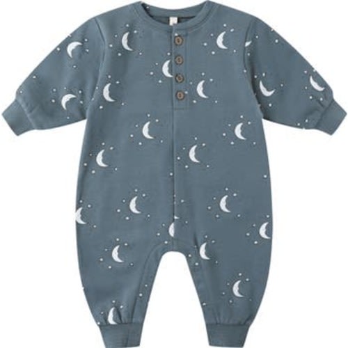 Moon Print Fleece Romper, 3-6M