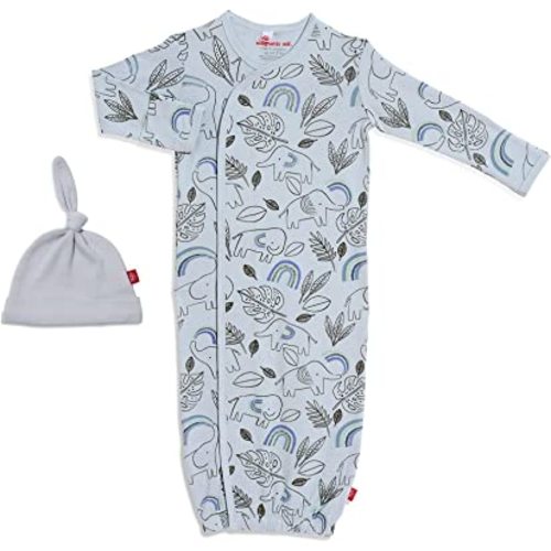 Magnetic Me by Magnificent Baby 100% Organic Cotton Sack Gown & Hat Set, Newborn to 3 Months