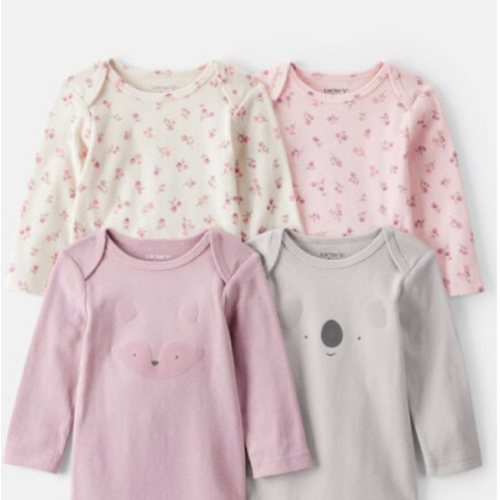 Baby Girl 4-Pack Koala Print Cotton Long-Sleeve Multipack Bodysuits - Multi | Carter's