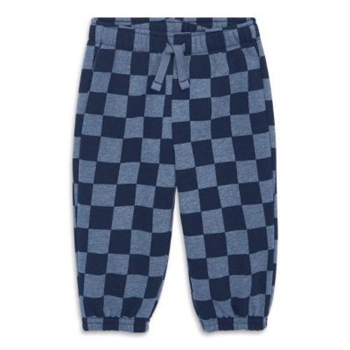 Primary Baby Cozy Fleece Sweatpant In Checkerboard in Heather Navy Checks Size 6-12 Months