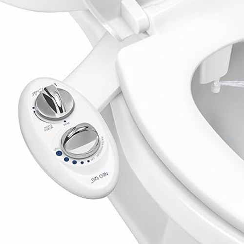 LUXE Bidet NEO 120 - Single Nozzle, Self-Cleaning, Non-Electric Bidet Attachment for Toilet Seat, Adjustable Water Pressure, Rear Wash (Rose Gold)