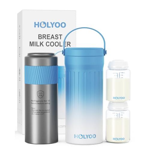 22oz Portable Breastmilk Cooler for 24H Outdoor Work Travel | 24 H & 360° Cooling, 316 Stainless Steel Leak-Proof Design, 2 BPA-Free Bottles, Easy to Clean, Baby Breastfeeding Essential