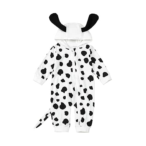 Merqwadd Baby Dog Halloween Costume Boy Girl Dalmatian Spotted Puppy Onesie Aminal Halloween Cosplay