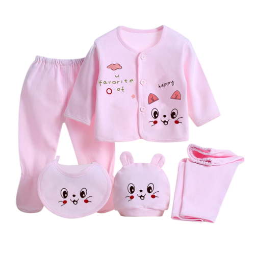 yocbz Baby Layette Sets Unisex 5PCS New Born Girl Baby Layette Sets Pink,One Size
