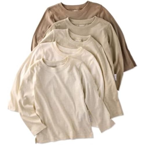 Butterblu London 5-Pack Toddler Long Sleeve T-Shirts 100% Organic Cotton for Toddler Boys and Girls