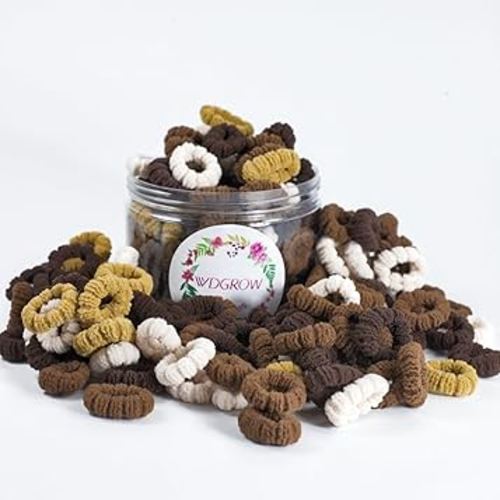 Small Hair Ties for Toddler Gilrs,Adult's Fine Hair,120pcs,No Damage Mini Hairties for Kids,Children,Soft Cotton Tiny Hair Tie,Seamless,Won't Pull Out (Brown)